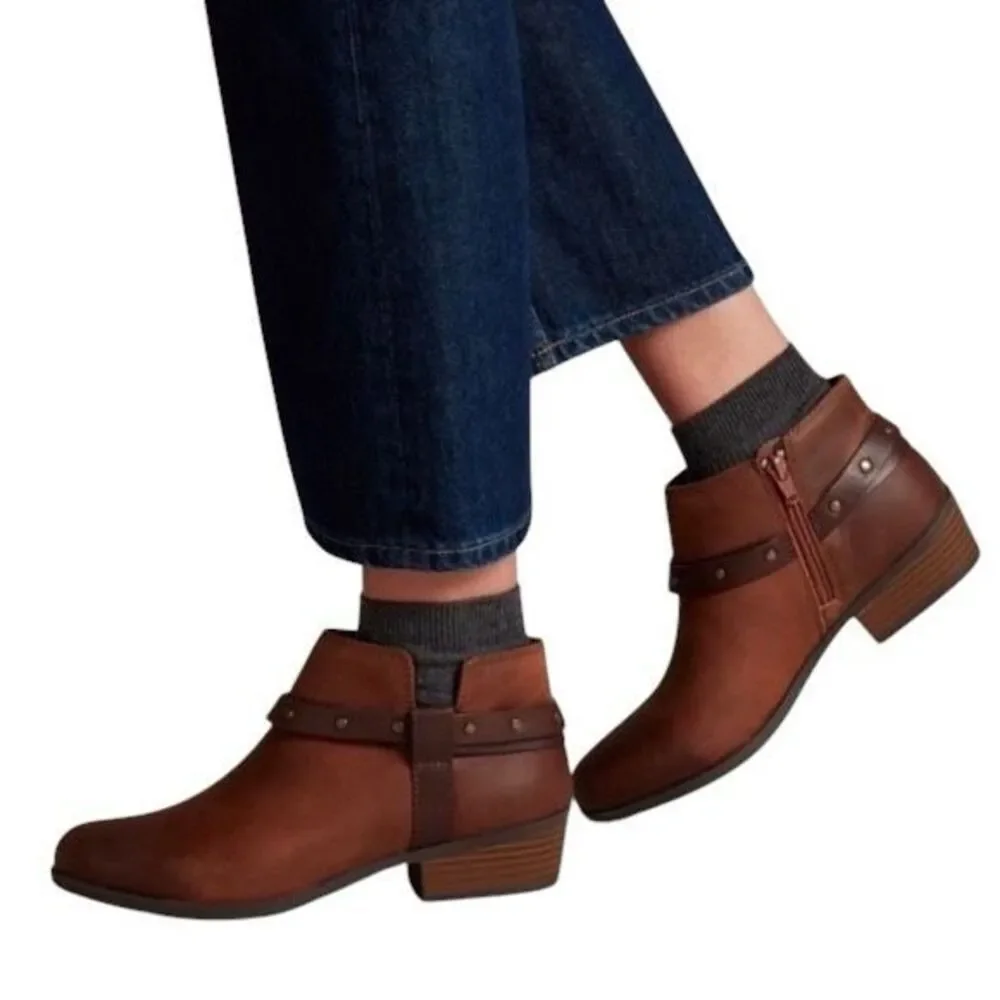 Clark’s Collection Addiy Zoei Brown Leather Ankle Boots Women’s Sz 8 8M Booties